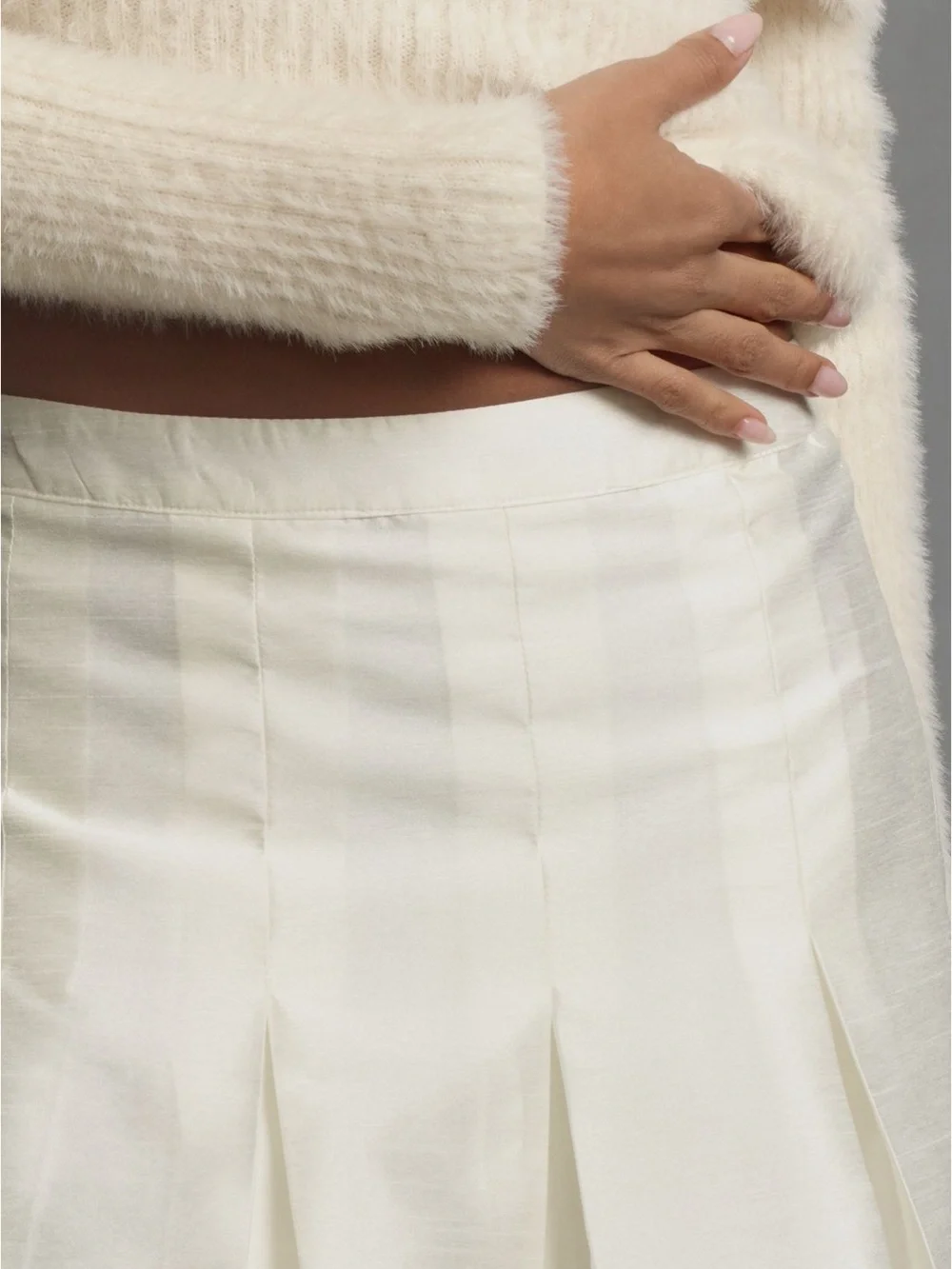 Maeve White Pleated Mini Skirt